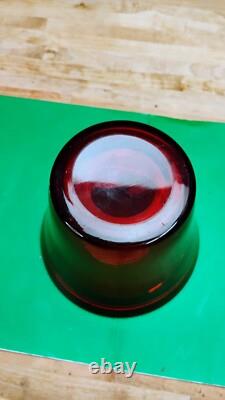 Ruby Red Glass Bowl Dish With Sterling Cow Finial Thomas Bradbury Sons 19th Cent