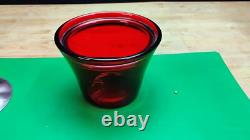 Ruby Red Glass Bowl Dish With Sterling Cow Finial Thomas Bradbury Sons 19th Cent