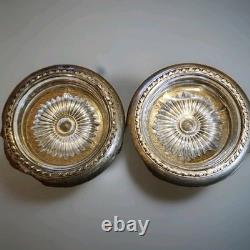 SET-6 Sterling Silver Rim Glass Coasters Frank M Whiting & Co. 04 (X3) Pre-1930s
