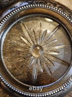 SET-6 Sterling Silver Rim Glass Coasters Frank M Whiting & Co. 04 (X3) Pre-1930s