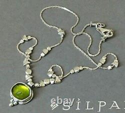 SILPADA N1461 Sterling Silver Beads Green Glass Pendant Necklace RET