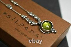 SILPADA N1461 Sterling Silver Beads Green Glass Pendant Necklace RET
