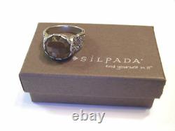 SILPADA R2307 925 Sterling Silver Faceted Smoky Brown Glass Ring SIZE 9