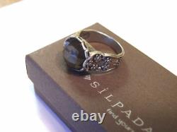 SILPADA R2307 925 Sterling Silver Faceted Smoky Brown Glass Ring SIZE 9