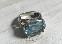 SILPADA R2387 Sterling Silver Aqua Glass Blue Cove Ring Size 6 GORGEOUS WOW HTF