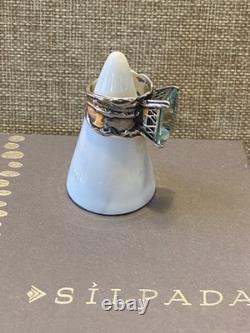 SILPADA Sterling Silver Aqua Blue Glass Statement Ring R1608 Size 6.5