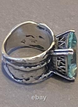 SILPADA Sterling Silver Aqua Blue Glass Statement Ring R1608 Size 6.5