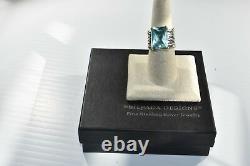 SILPADA Sterling Silver Aqua Blue Glass Statement Ring Size 10 R1608 WOW