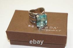 SILPADA Sterling Silver Aqua Blue Glass Statement Ring Size 10 R1608 WOW