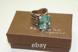 SILPADA Sterling Silver Aqua Blue Glass Statement Ring Size 6 R1608