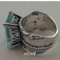 SILPADA Sterling Silver Aqua Blue Glass Statement Ring Size 6 R1608