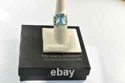 SILPADA Sterling Silver Aqua Blue Glass Statement Ring Size 8 R1608 WOW