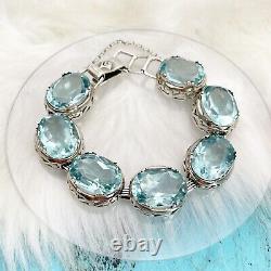 SILPADA Sterling Silver LAGOON Faceted AQUA BLUE Glass BraceletB2093NEW