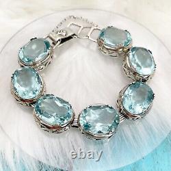 SILPADA Sterling Silver LAGOON Faceted AQUA BLUE Glass BraceletB2093NEW