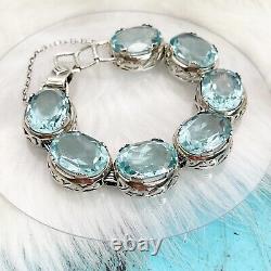 SILPADA Sterling Silver LAGOON Faceted AQUA BLUE Glass BraceletB2093NEW