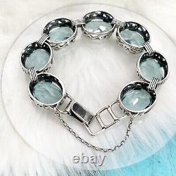 SILPADA Sterling Silver LAGOON Faceted AQUA BLUE Glass BraceletB2093NEW