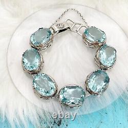 SILPADA Sterling Silver LAGOON Faceted AQUA BLUE Glass BraceletB2093NEW