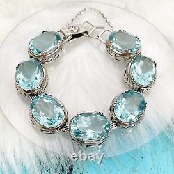 SILPADA Sterling Silver LAGOON Faceted AQUA BLUE Glass BraceletB2093NEW