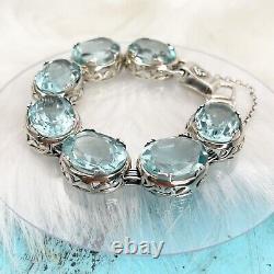 SILPADA Sterling Silver LAGOON Faceted AQUA BLUE Glass BraceletB2093NEW