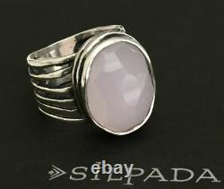 SILPADA Sterling Silver Pink Rose colored Glass Ring Size 8 R1851