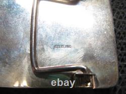 STERLING SILVER ABSTRACT GLASS ART MODERNIST BELT BUCKLE! VINTAGE! RK! 1986! 50g