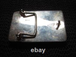 STERLING SILVER ABSTRACT GLASS ART MODERNIST BELT BUCKLE! VINTAGE! RK! 1986! 50g