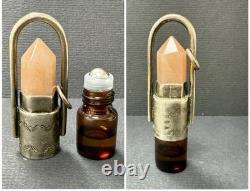 STERLING SILVER Stone CUT Glass Oil BOTTLE Perfume PENDANT R