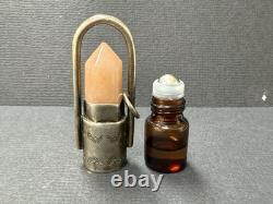 STERLING SILVER Stone CUT Glass Oil BOTTLE Perfume PENDANT R