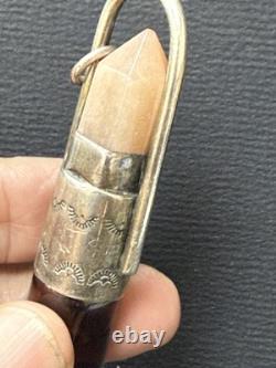 STERLING SILVER Stone CUT Glass Oil BOTTLE Perfume PENDANT R