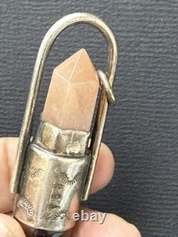 STERLING SILVER Stone CUT Glass Oil BOTTLE Perfume PENDANT R