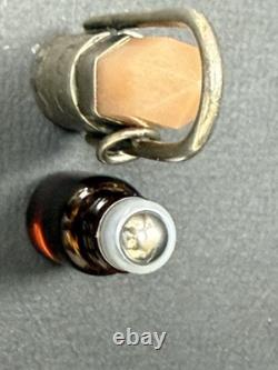 STERLING SILVER Stone CUT Glass Oil BOTTLE Perfume PENDANT R