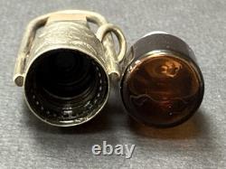 STERLING SILVER Stone CUT Glass Oil BOTTLE Perfume PENDANT R