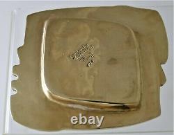 Salvador Teran Taxco Modernist Polished Brass & Mosaic Glass Stone Tray 1958 WOW