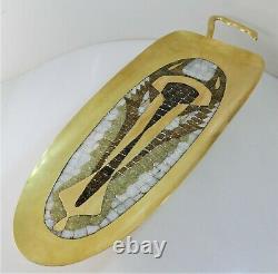 Salvador Teran Taxco Polished Brass & Mosaic Glass Oversized Centerpiece 1958