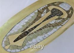 Salvador Teran Taxco Polished Brass & Mosaic Glass Oversized Centerpiece 1958