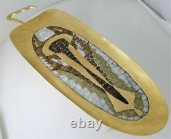 Salvador Teran Taxco Polished Brass & Mosaic Glass Oversized Centerpiece 1958