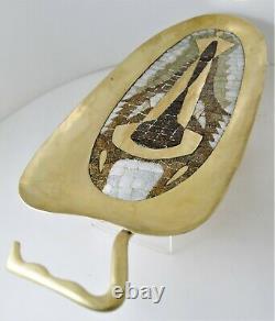 Salvador Teran Taxco Polished Brass & Mosaic Glass Oversized Centerpiece 1958