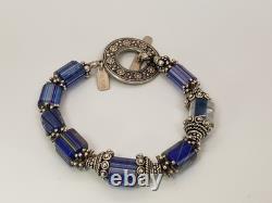 Santa Fe Artisan MELODIE OWEN Sterling Silver Blue Glass Lampwork Bead Bracelet Santa Fe Artisan MELODIE OWEN Sterling Silver Blue Glass Lampwork Bead Bracelet