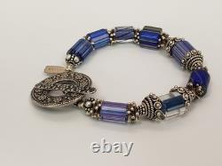 Santa Fe Artisan MELODIE OWEN Sterling Silver Blue Glass Lampwork Bead Bracelet Santa Fe Artisan MELODIE OWEN Sterling Silver Blue Glass Lampwork Bead Bracelet