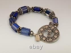 Santa Fe Artisan MELODIE OWEN Sterling Silver Blue Glass Lampwork Bead Bracelet Santa Fe Artisan MELODIE OWEN Sterling Silver Blue Glass Lampwork Bead Bracelet