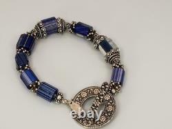 Santa Fe Artisan MELODIE OWEN Sterling Silver Blue Glass Lampwork Bead Bracelet Santa Fe Artisan MELODIE OWEN Sterling Silver Blue Glass Lampwork Bead Bracelet