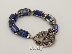 Santa Fe Artisan MELODIE OWEN Sterling Silver Blue Glass Lampwork Bead Bracelet Santa Fe Artisan MELODIE OWEN Sterling Silver Blue Glass Lampwork Bead Bracelet