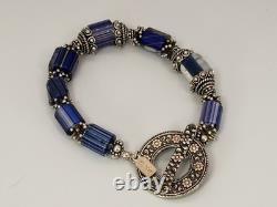Santa Fe Artisan MELODIE OWEN Sterling Silver Blue Glass Lampwork Bead Bracelet Santa Fe Artisan MELODIE OWEN Sterling Silver Blue Glass Lampwork Bead Bracelet