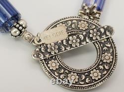 Santa Fe Artisan MELODIE OWEN Sterling Silver Blue Glass Lampwork Bead Bracelet Santa Fe Artisan MELODIE OWEN Sterling Silver Blue Glass Lampwork Bead Bracelet