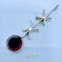 Scandinavian Sterling Silver Red Glass Modernist Pendant