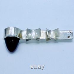 Scandinavian Sterling Silver Red Glass Modernist Pendant