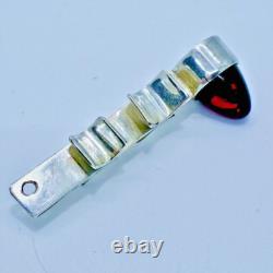 Scandinavian Sterling Silver Red Glass Modernist Pendant