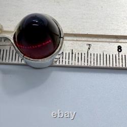 Scandinavian Sterling Silver Red Glass Modernist Pendant