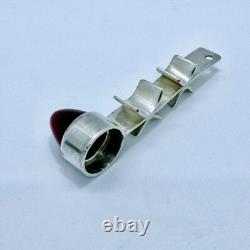 Scandinavian Sterling Silver Red Glass Modernist Pendant
