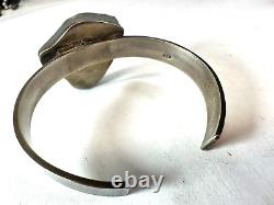 Sea Glass Bracelet Cuff Sterling Silver Foggy Sage Green Earthy Artist Signed